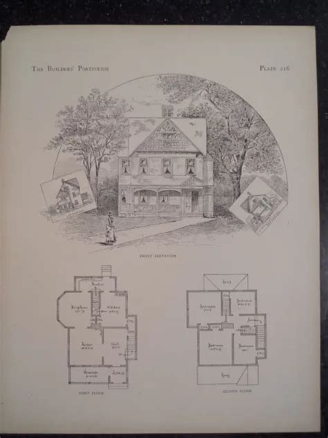 VICTORIAN DESIGN ARCHITECTURE Tudor Country House Plan Historic 1885 #216 £18.14 - PicClick UK