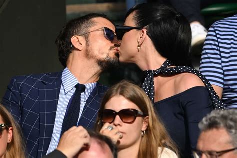 Katy Perry and Orlando Bloom Kiss During Wimbledon Day Date