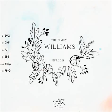 Fall wreath SVG Fall monogram frame svg png Family name svg