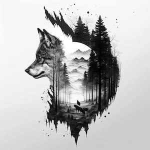 Wolf Tattoo Design White Background PNG File Download High Resolution - Etsy