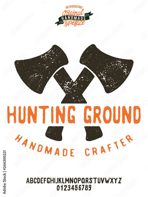 Hunting Ground. Wild Life logo and serif font. Original handmade typeface. Font and logo to ...