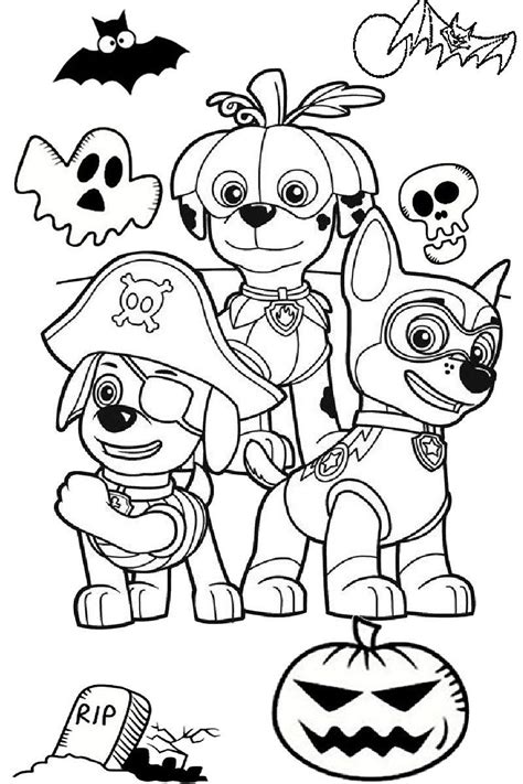 Paw Patrol Halloween Coloring Pages - clowncoloringpages