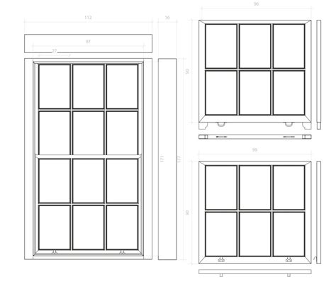 Sash Window, Elevation, Technical Drawing | Janelas antigas, Janelas ...