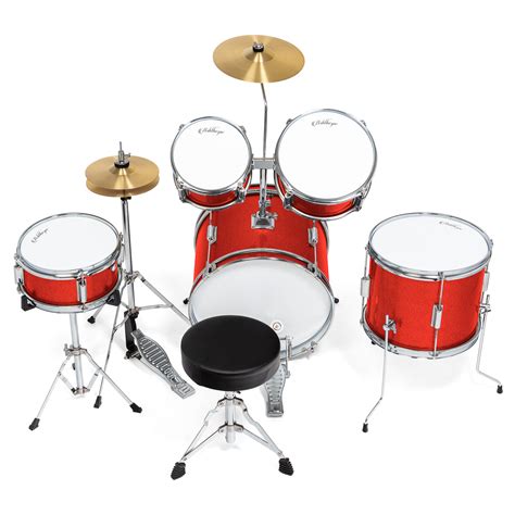 5-Piece Junior Drum Set with Brass Cymbals - Children Kid Starter Kit ...