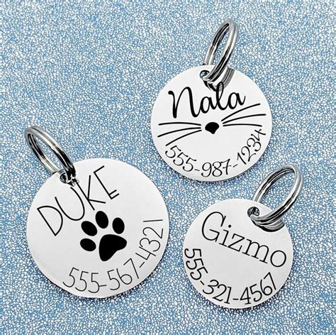 Pet Tags Pet Name Tags PET ID TAG Animal Collar Animal Accessories Cat Collar Dog Tag ...