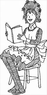 Amelia Bedelia Reading Book Coloring Page  ColoringBay sketch template
