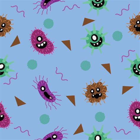 cute colorful bacteria seamless pattern wallpaper with design light blue. 7904267 Vector Art at ...