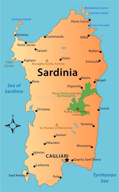 Map of Sardinia stock illustration. Illustration of region - 37266086