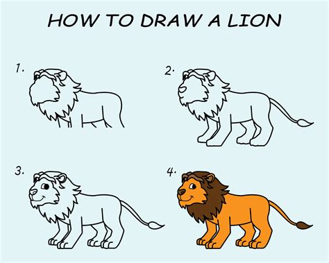 Step by step to draw a Lion. Drawing tutorial a Lion. Drawing lesson ...