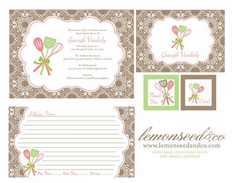 Items similar to Printable Kitchen Shower Invitations, Bridal Shower ...