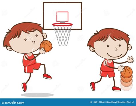 Two Boys Playing Basketball on White Background Stock Vector - Illustration of white, isolated ...