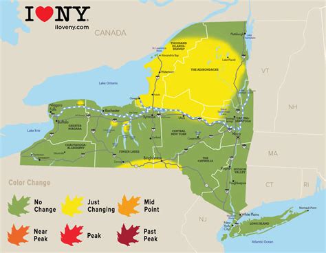 New York Fall Foliage Map - States Of America Map