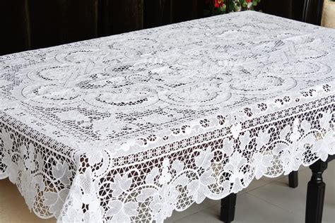 White Venice Lace Linen Embroidered Tablecloth 72x108"Size Rectangle Table Cloth-in Tablecloths ...