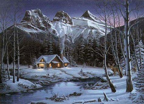 Winter Cabin, Winter Art, Old Paintings, Landscape Paintings, Landscapes, Cabin Art, Winter ...