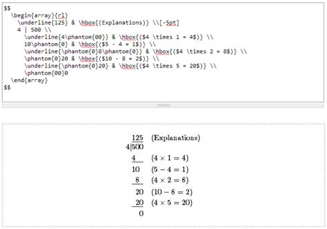 latex - Way to show long division symbol )‾‾‾‾‾‾ in MathJax - Stack ...