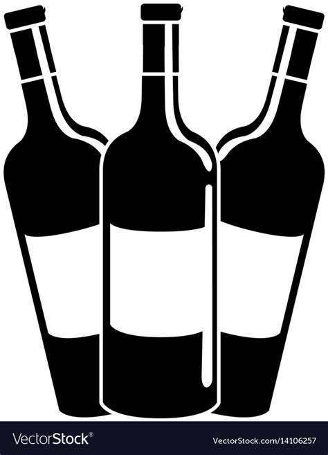 Black contour tasty wine bottles beverage icon Vector Image