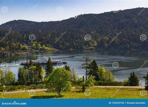 Ferry Crusing the Water in Salt Spring Island, BC, Canada Stock Image ...