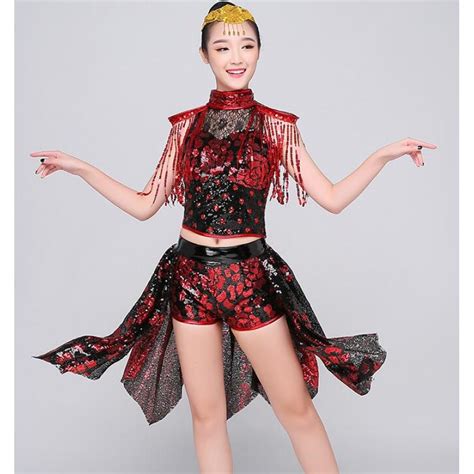 black and red sequined paillette fringes women\'s girl\'s photos model ...