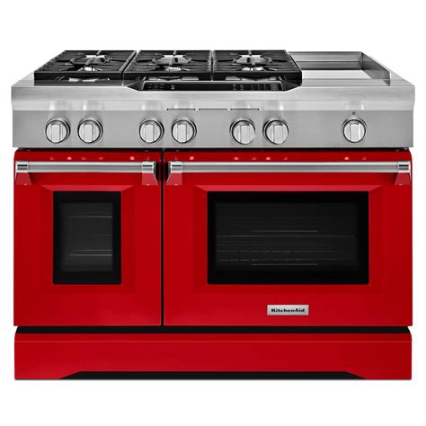 KitchenAid 48 in. 6.3 cu. ft. Dual Fuel Range Double Oven with ...