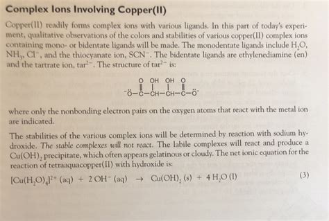 Solved The Complex lons of the Copper(ll) lon Test Tube # | | Chegg.com