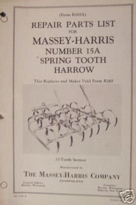 Massey Harris 15A Spring Tooth Harrow Parts and similar items