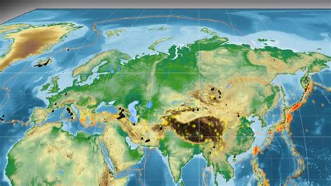 Eurasian Tectonic Plate. Colored Elevation & Bathymetry Data. Plate Is ...