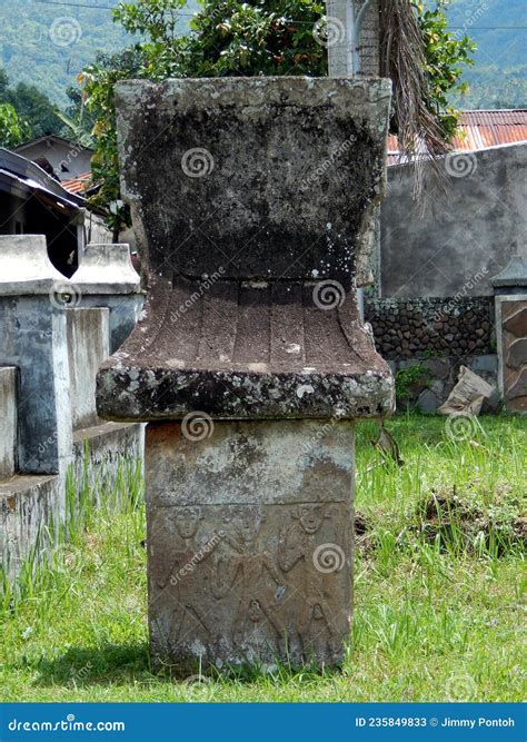 Isolated Waruga Stone Grave with Ancient Carving Model. Stock Image ...