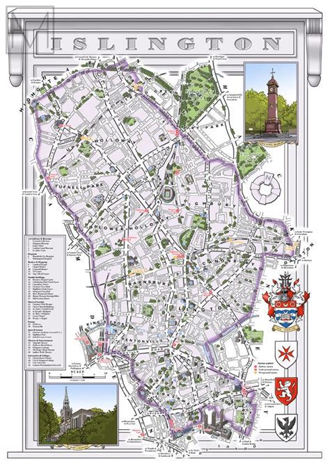 Islington london Borough Illustrated Map Giclee Print | Etsy ...