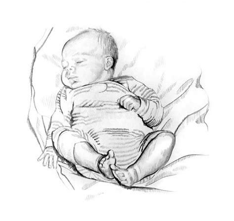 Pencil Drawing of Sleeping Baby Stock Illustration - Illustration of hand, motherhood: 53508794