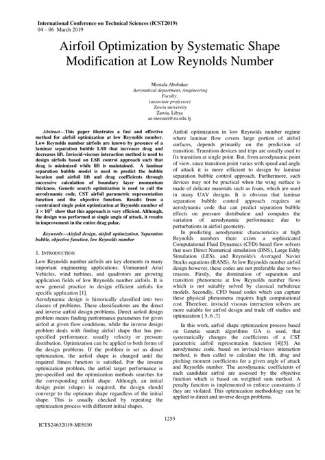 (PDF) Airfoil Optimization by Systematic Shape Modification at Low Reynolds Number MI5030