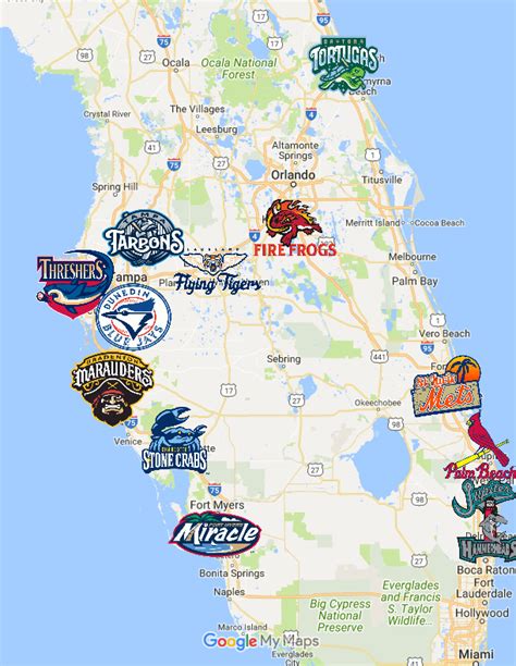 Florida State League Map | Teams | Logos - Sport League Maps