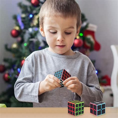 Buy Carbon Fiber Sticker Puzzle Cube, Magic Cube Set of 2x2 3x3 4x4 5x5 Speed Cube, Puzzle Cube ...