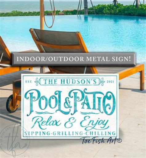 Pool & Patio Personalized Metal Sign - ToeFishArt