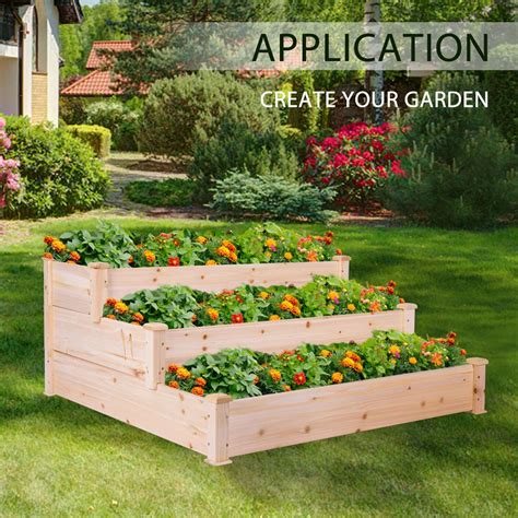 3-Tier Wooden Raised Elevated Garden Bed Planter Box Kit Flower Vegetable Bed - Walmart.com ...