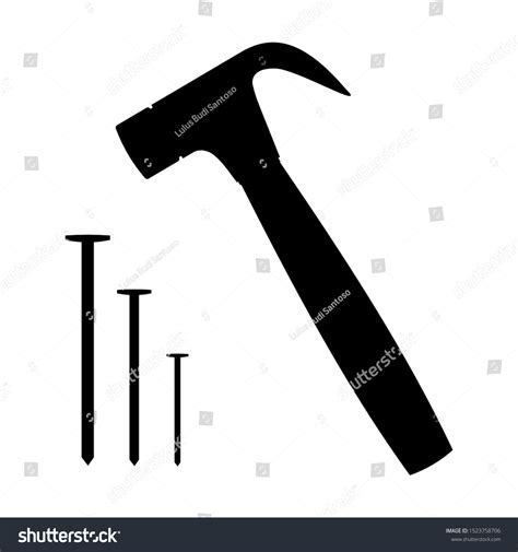 Vector Illustration Hammer Nail Icon Isolated Stock Vector (Royalty ...