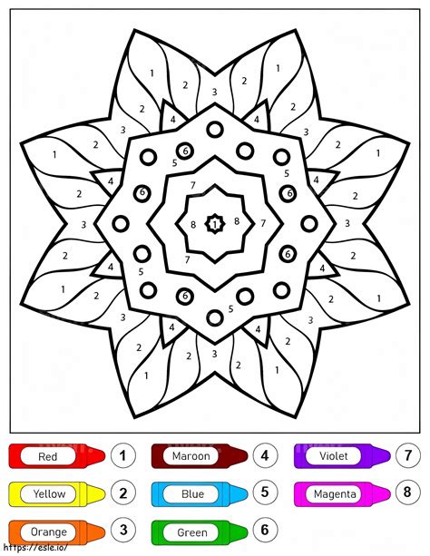 Mandala de flores simples para crianças coloridas por número para colorir