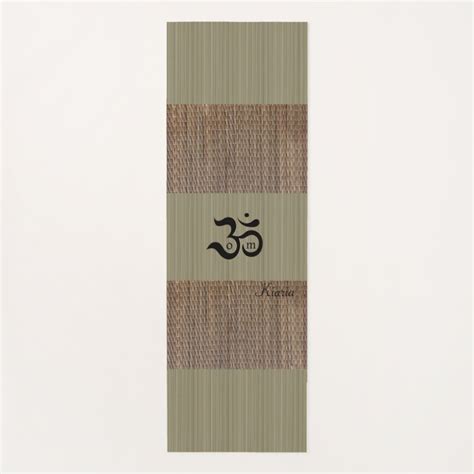 Zen Om green tatami print rustic custom name Yoga Mat | Zazzle