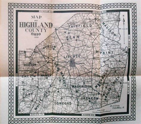 1898 Map of Highland County, Ohio - High Ridge Books, Inc.