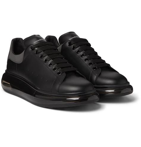 Alexander McQueen - Exaggerated-Sole Reflective-Trimmed Leather Sneakers - Black Alexander McQueen