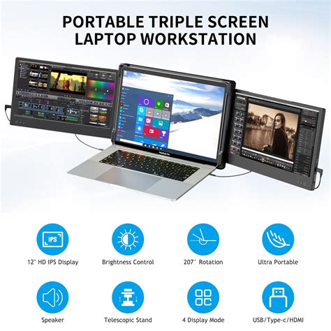 P2 Triple Portable Monitor for Laptop Screen Extender Dual Monitor ...