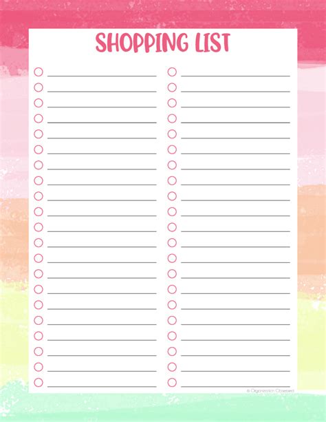 SHOPPING LIST - Organization Obsessed