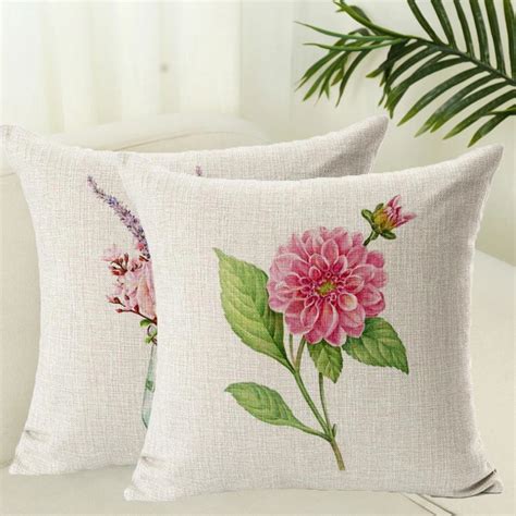 45cm*45cm Flower Leaf Pattern Linen/Cotton Pillow Covers Home Cover Pillow Case Flowers and ...