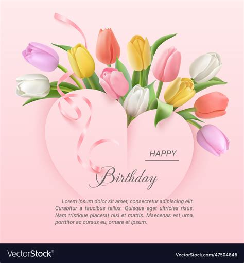 Birthday greeting card with tulips Royalty Free Vector Image