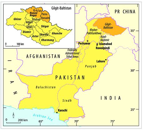 Map of Pakistan and Gilgit-Baltistan. (Map by Andreas Benz) | Download ...