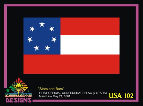 Stars and Bars - First Official Confederate Flag with 7 Stars PRINTED ...