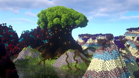 Giant Tree Portal Surrounded by Nether and End Biomes Minecraft Map