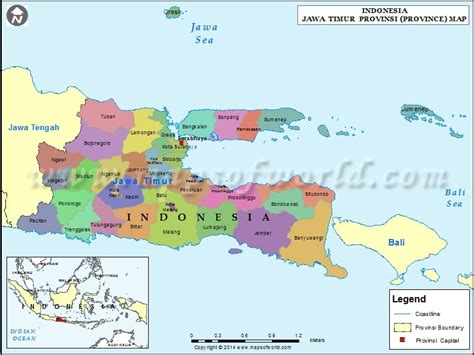 Jawa Timur Map, Map of Jawa Timur Province, Indonesia