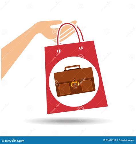 Hand Holds Bag Gift Portfolio Design Stock Vector - Illustration of business, isolated: 81404190