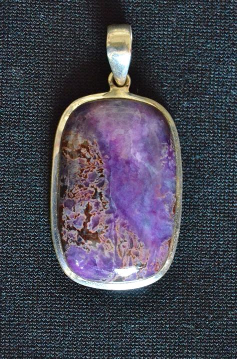 Sugilite and Sterling Silver Gemstone Pendant 32mm