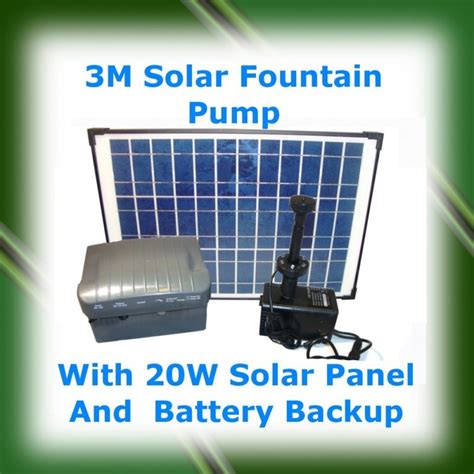 3M Solar Fountain Pump + 20W Panel With Battery Backup